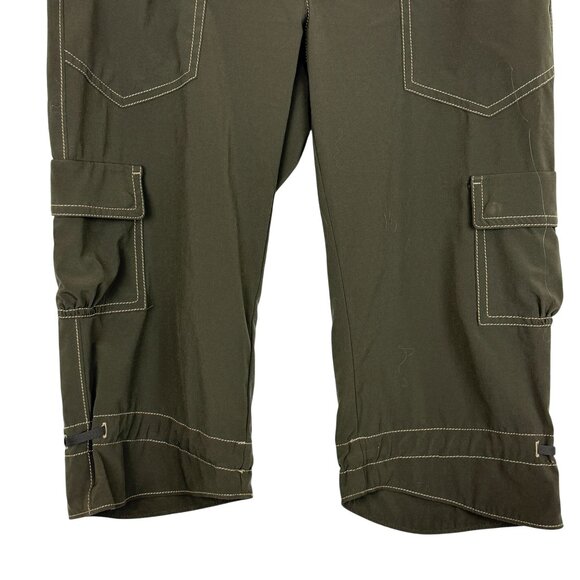 Athleta Brown Capri Cargo Pants Sz 6 Stretch Performance Contrast Stitching - Picture 3 of 13